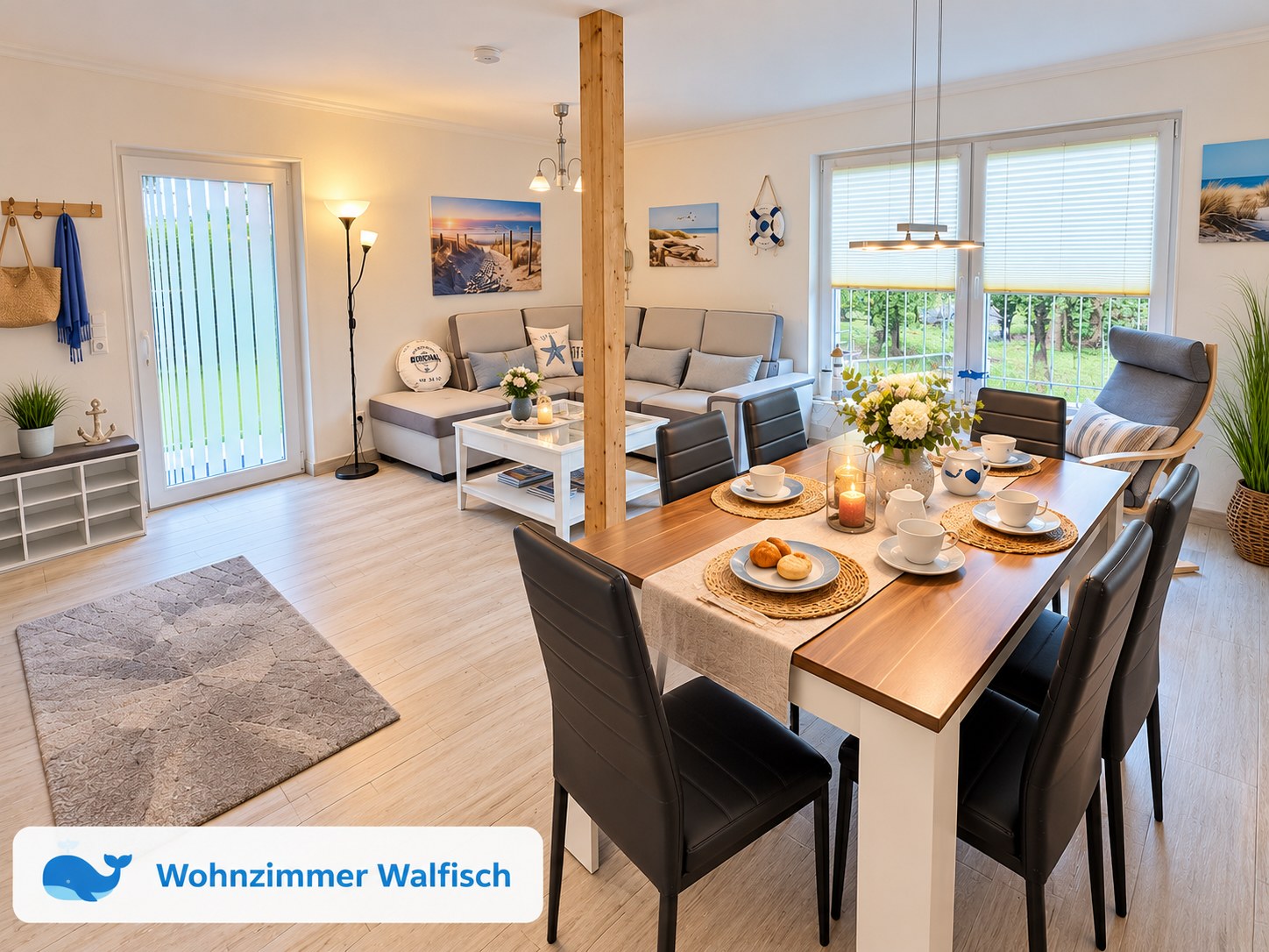 Wohnzimmer gesamt · Apartment Walfisch